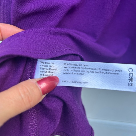 Eileen Fisher Tunic Top Sz PP/2 Purple Half Sleeve Swing Top Casual Minimalist - Picture 6 of 10